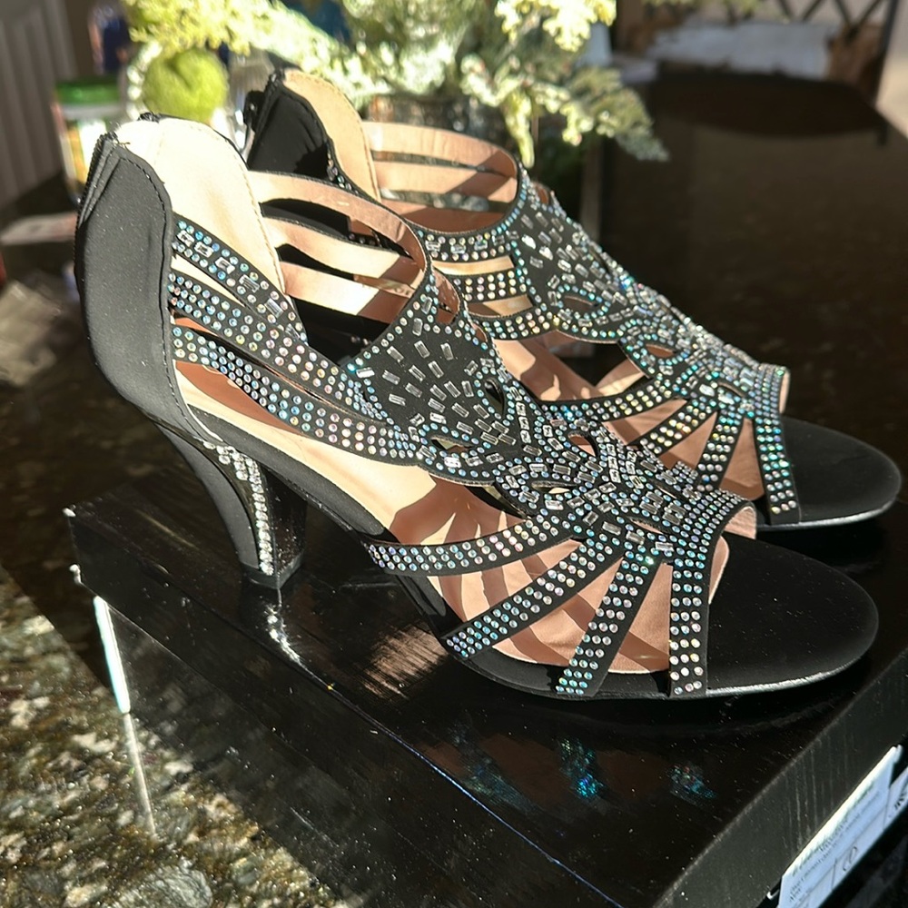 Olivia K Women's Open Toe Strappy Rhinestone Dress Sandal Low Heel Wedding Shoes